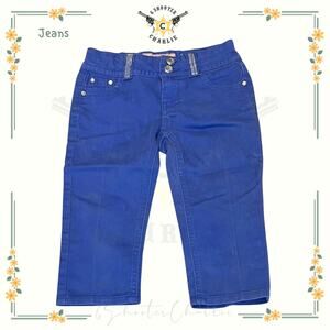 LULU LUV Girls Denim Jeans Pants Blue with Rhinestones Size 8